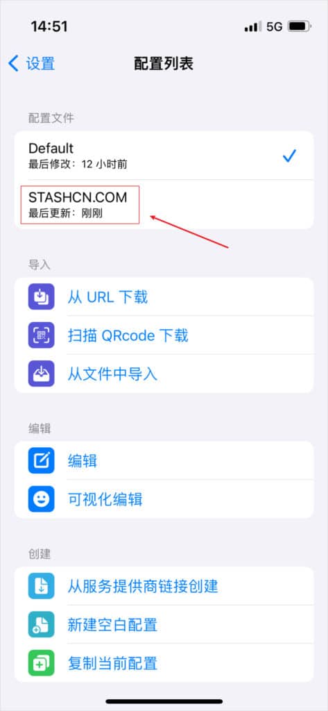 Stash 成功导入配置文件 Stash 配置列表